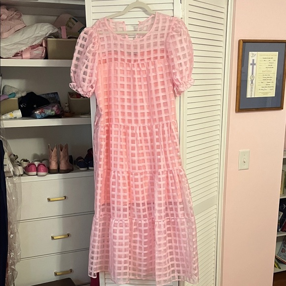 English Factory Dresses & Skirts - English Factory Pink Checkered Midi Dress